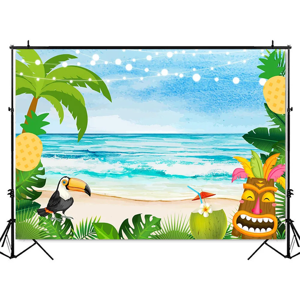 Sandy Beach Birthday Backdrop for Photography Newborn Kids Children Portrait Background for Photo Studio Summer Holiday Decor