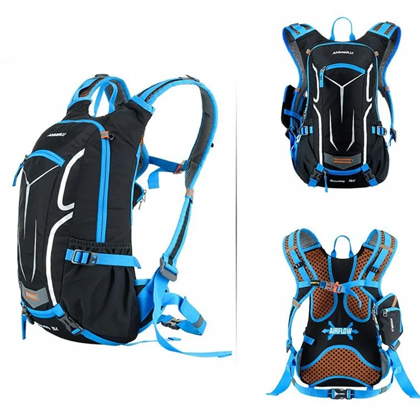 Breathable Cycling Backpack Rucksack Bike Bag 18L with Rain Cover Outdoor Sport Hiking Camping Riding Hydration Bicycle Backpack