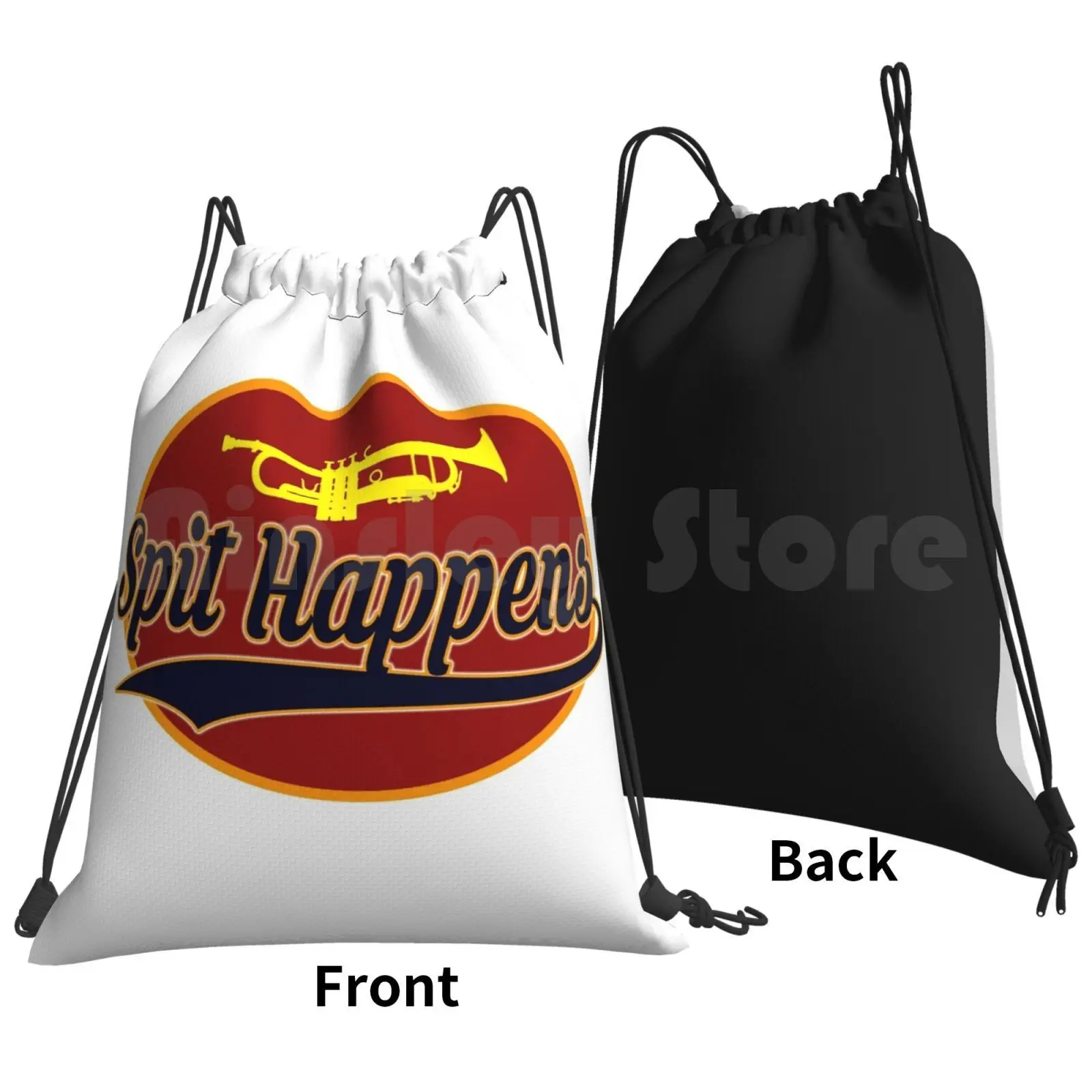 Funny Trumpet Player Spit Happens Backpack Drawstring Bags Gym Bag Waterproof Trumpet Spit Happens Marching Band Band