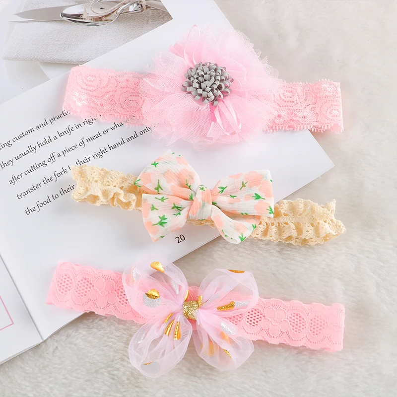 2022 baby headband Flower Bows Headbands hair band Bowknot Lovely Headwear Children Princess girls Hair Accessories 3pcs/lot