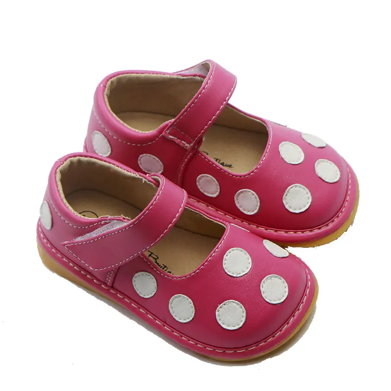 Girls Sandals with Sounds Kids Leather Shoes Children Polka Dot Sneakers Princess Dance Shoes 1-3 Years Baby Squeaker Toddler