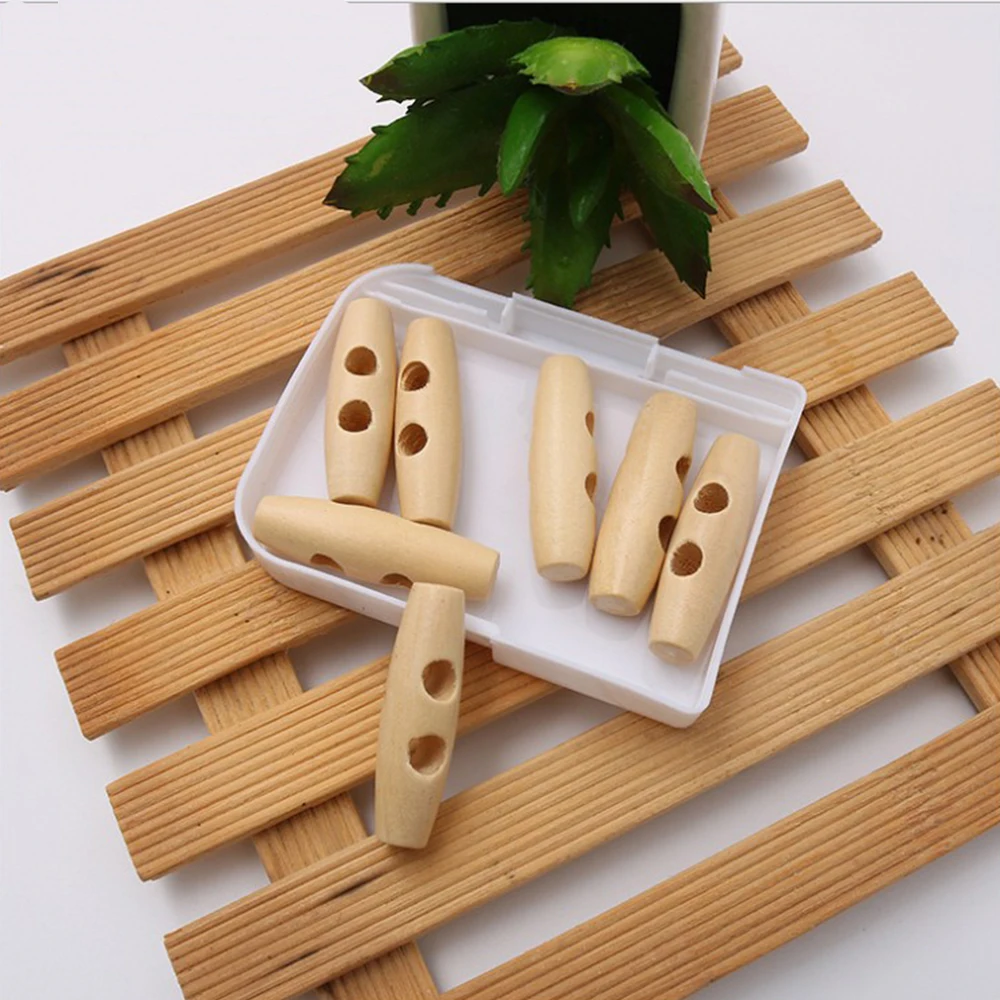 10Pcs Hoorn Toggle Knoppen Natuurlijke Houten Knop Met 2 Gaten Naaien Supply Voor Craft Diy Kleding Accessoires Beige 3/4/5/6 Cm