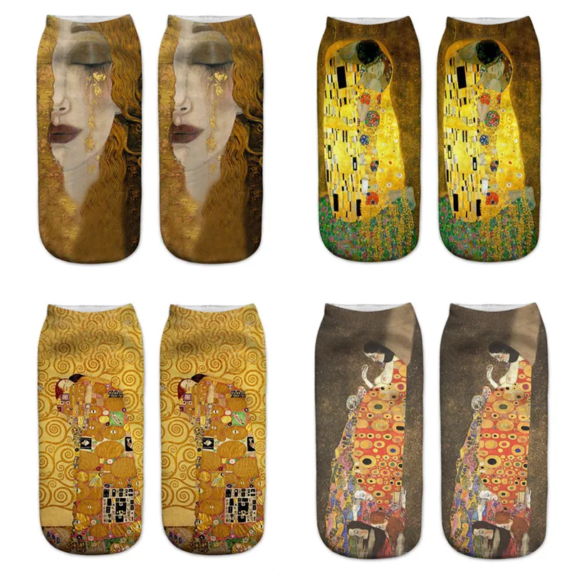 

Gustav Klimt-Женские всемирно известные летние женские носки до щиколотки с 3D-принтом