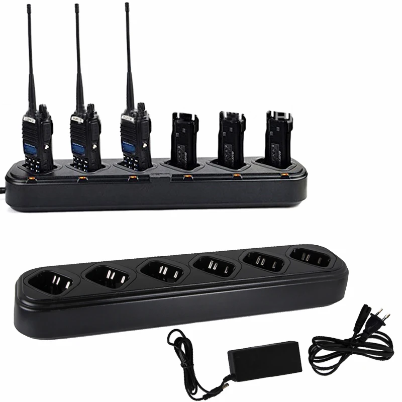 6 Unit Rapid Charger Six Way Multi Charger for Pofung BAOFENG UV-82 UV-82C UV-82L X  EU Us Plug