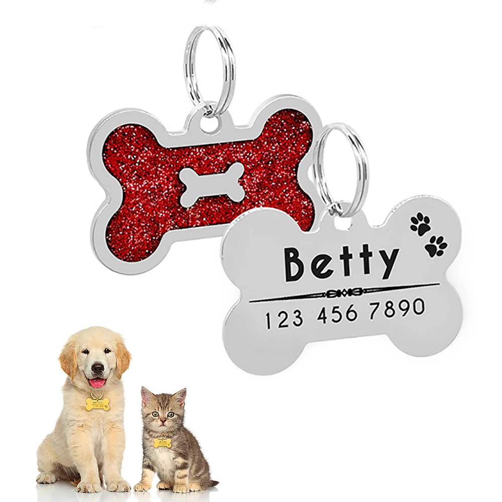 Personalized Dog Tags Pet ID Tag Engraved Name Tag for Dogs Cat Puppy Pets ID Name Collar Dog Nameplate Pet Accessories Bulldog