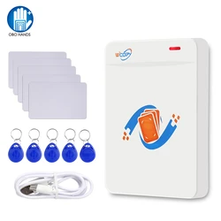 Lector y escritor duplicador de fotocopiadora RFID, 125KHz, 13,56 MHz, programador USB, clave fobs UID T5577, regrabable, soporte para teléfono/pulsera NFC