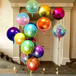 20pcs/bag 10/18/22inch Pink Silver 4D Round Foil Balloons Wedding Birthday Party Decorations Helium Burgundy Globos Balloon Toys