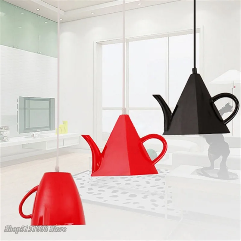 Modern resin teapot pendant lights Tea cup Pendant lamp Kitchen bar/coffee Hanging lamp for Dining Room Decor lighting Fixturess