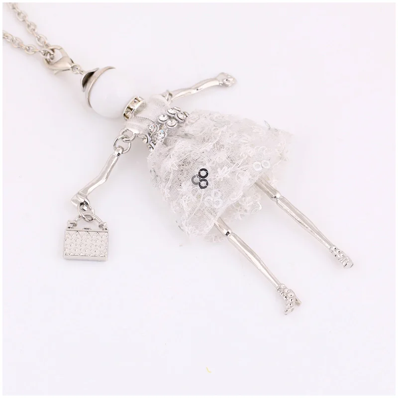 French Doll Necklace For Women Dress Long Pendant Girl Fashion Jewelry Cute Lady Gift Necklace Lovely Charm Bohemian Accessory