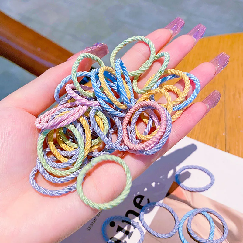 50/100PCS/Set Girls Cute Colorful 2.5cm Elastic Hair Bands Children Pigtail Hair Tie Small Scrunchie Kid Lovely Hair Accessories