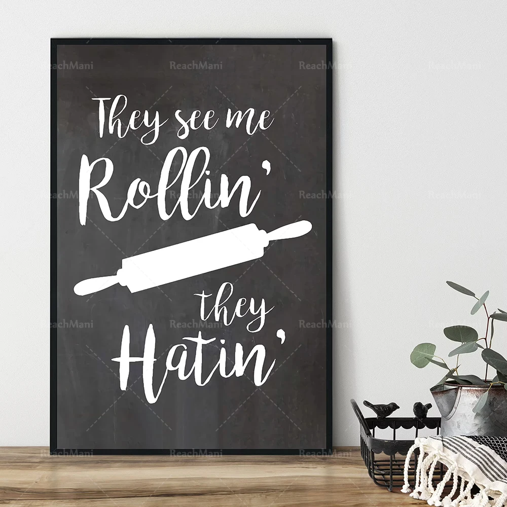 Kitchenware and vintage poster canvas, kitchen decoration restaurant wall art canvas poster, logo bar accessories decoration
