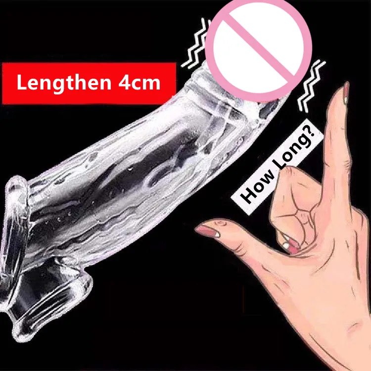 Extension Reusable Penis Sleeve Condom Sex Toys for Men Enlargement Time Delay Cover Dick Sleeve for Couples Love Games