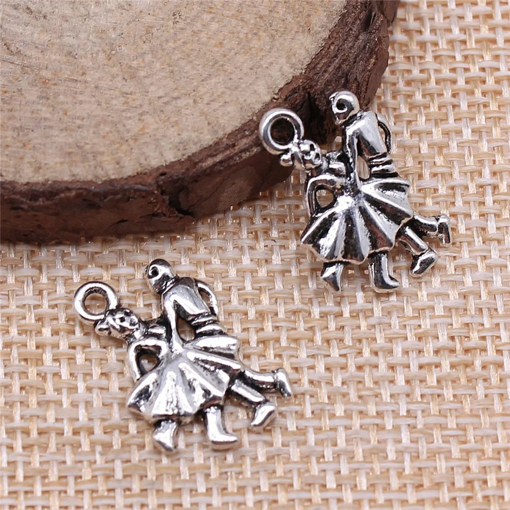 

free shipping 65pcs 19x12mm antique silver Ballroom dancing charms diy retro jewelry fit Earring keychain hair card pendant