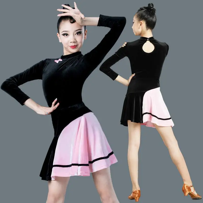 

New Children Latin Ballroom Dance Dress Girls Performance Latin Suit Kids Dance Salsa Clothes Sets Latin Competition Costumes