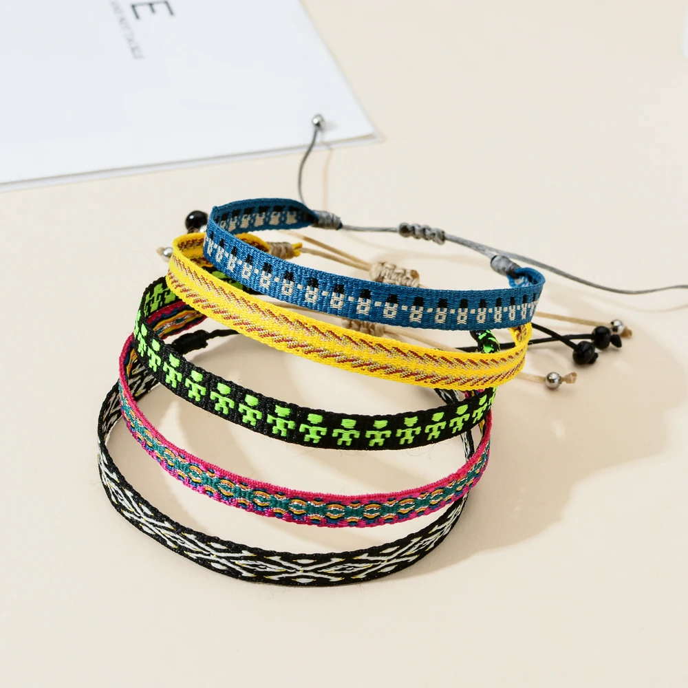ZMZY Weave New Boho Handmade Braided Bracelets For Women Pattern Adjustable Rope Bracelet Vintage Colombia Wayuu Jewelry