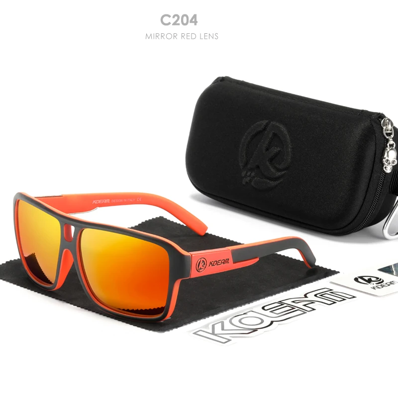 KDEAM Jam Lifestyle Herren-Sonnenbrille, polarisiert, quadratisch, übergroß, Blitzspiegel, Sonnenbrille, Hartbox im Lieferumfang enthalten – Detail 8