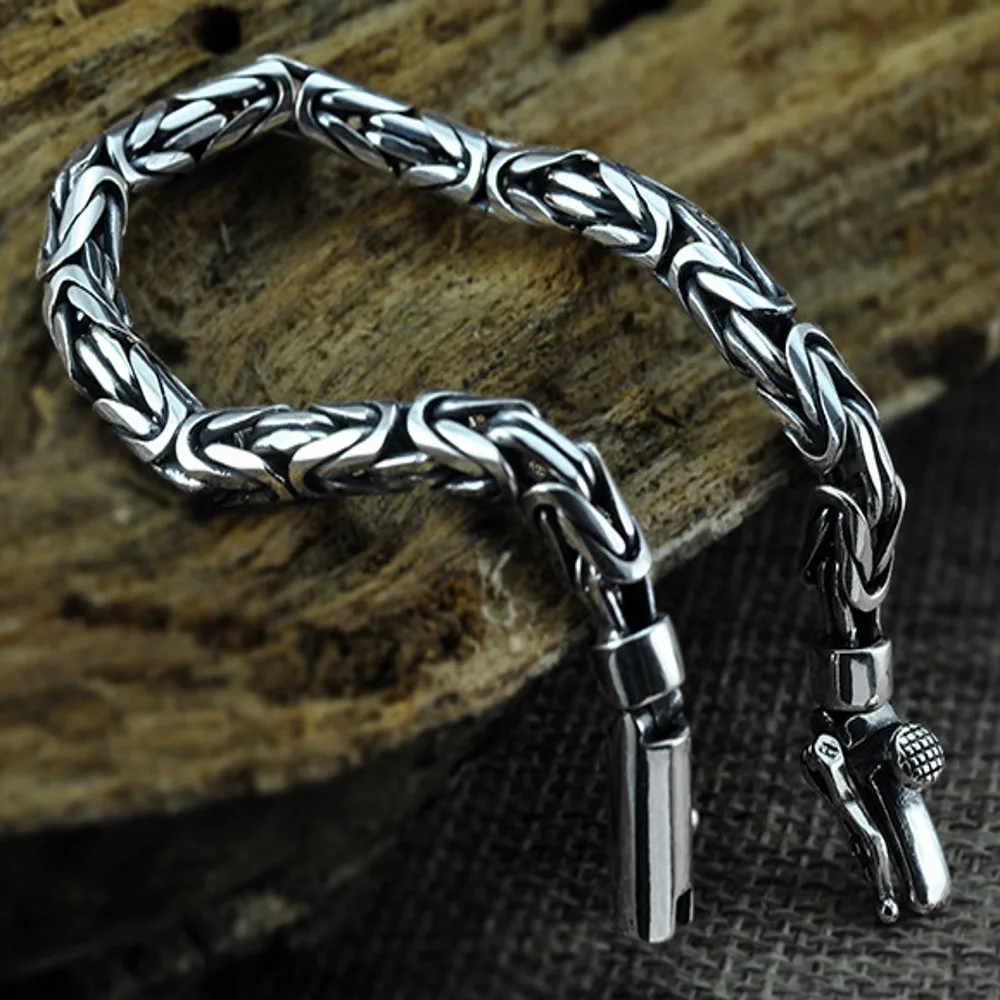 

BOCAI Real S925 Pure Silver Man Bracelet Simple Personality Creative Couple Fashion Retro Thai Jewelry