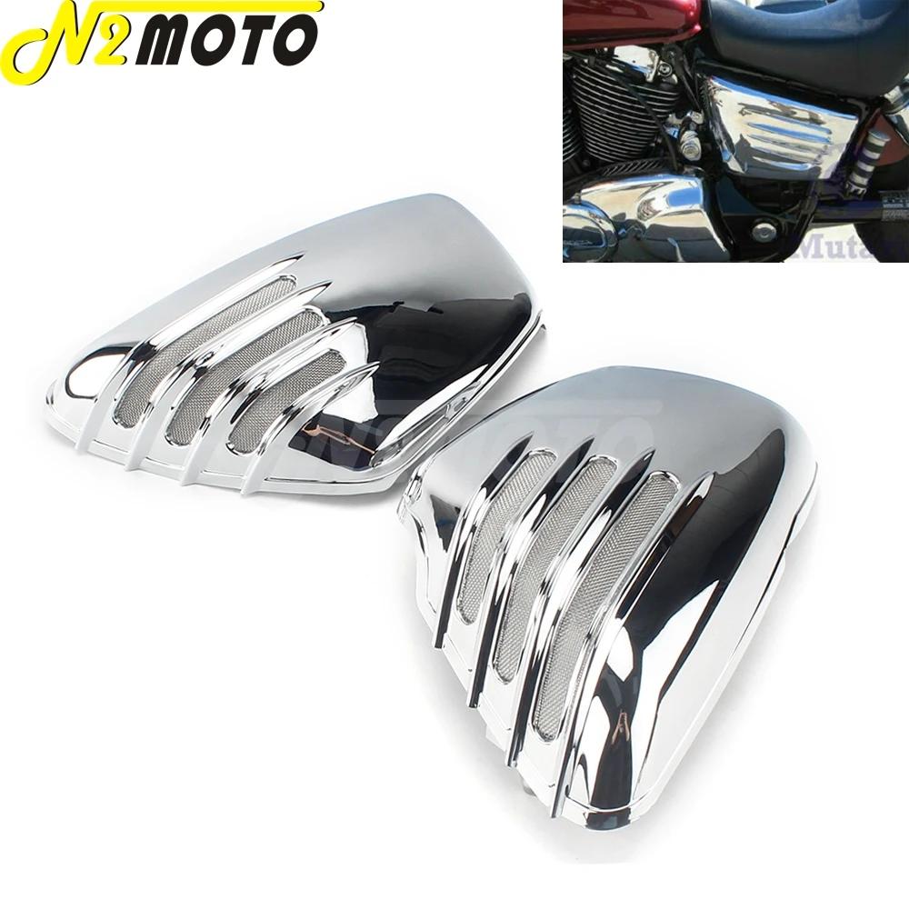 Chrome Motorcycle Side Battery Cover Protective Fairing Panel Frame For Yamaha 700 1000 Virago 1984-Up 750 1100 Virago 1986-Up