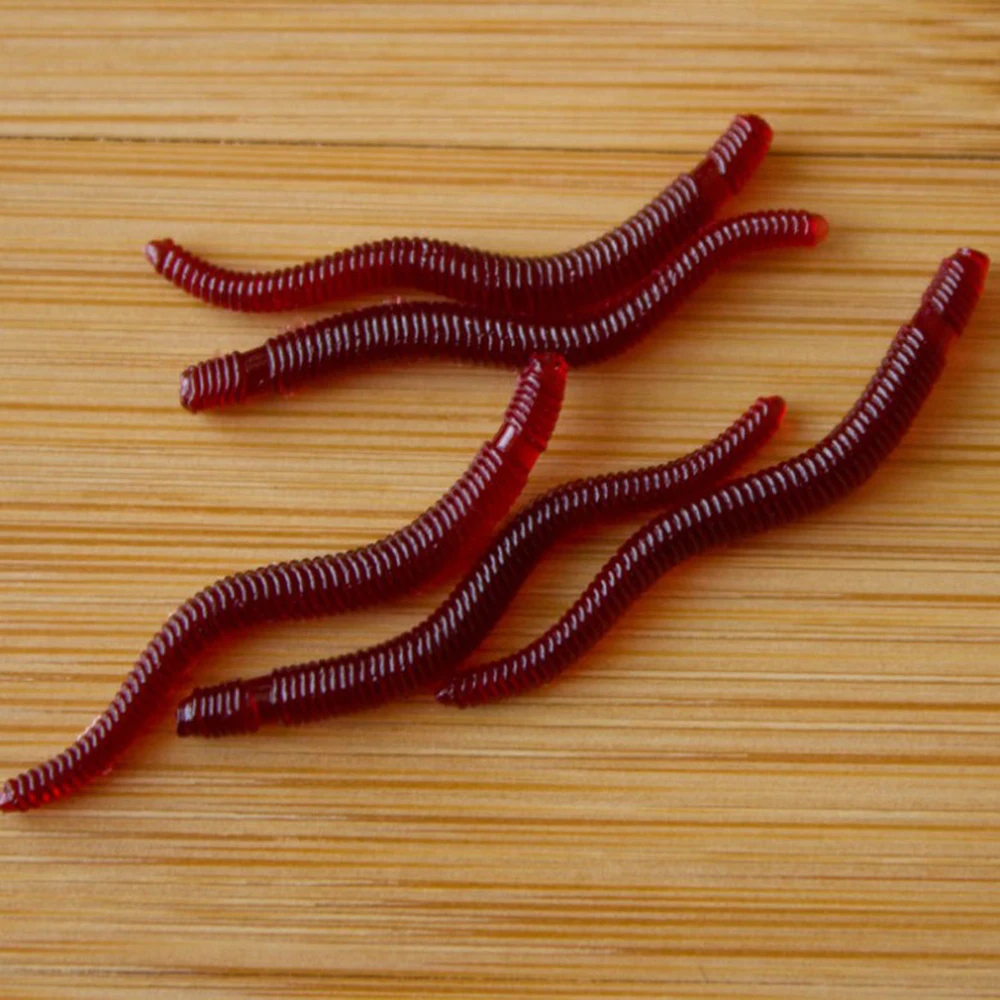 Fishy Rubber Earthworm Fishing Lures 100/200/300pcs Silicone Artificial Bait  Soft Bait  Smell Shrimp Additive Bass Carp Tackle