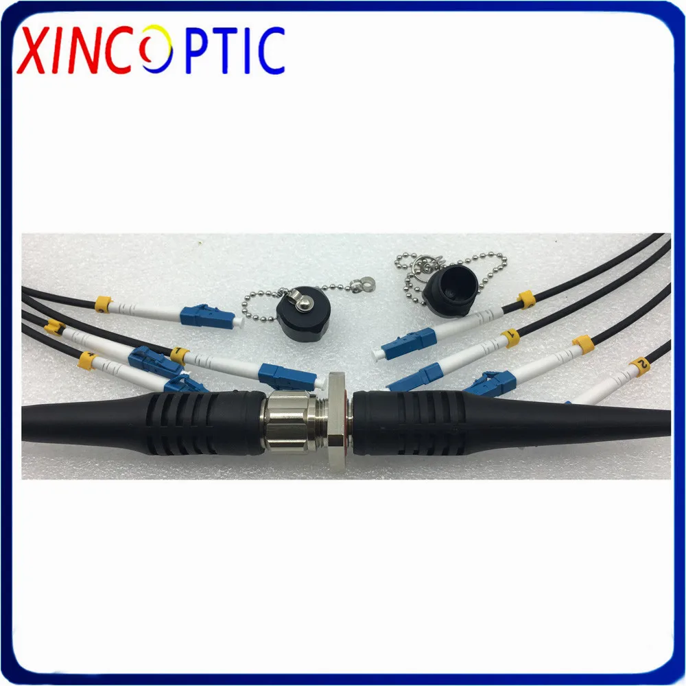 SM,4Fibers,G657A1,4.5mm,1M,ODC Square(Female) to ST TPU Black Cable and 4C ODC Round to ODC MaleArmored Fiber Optic Patch Cord