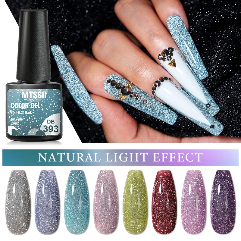 Mtssii Reflektierende Glitter Gel Nagellack Funkelnden Pailletten Semi Permanten Soak Off UV LED Farbe Lacke Nail art Dekoration – Detail 4