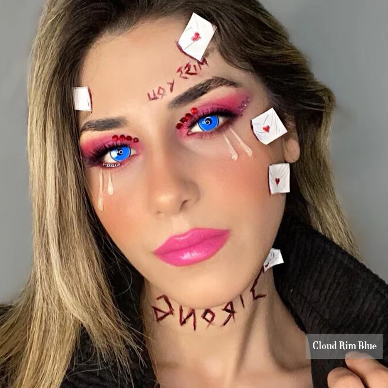 1Pair 1Year Use Pink Lenses Anime Colored Eye Contacts for Cosplay Makeup Colored Contacts Non Prescription Eye Lens With Color