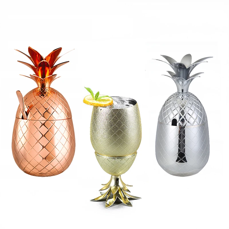 

Free Shipping 20PCS Wholesale Pineapple Tumbler /Stainless Steel Mug Cup Available in 2 color - Cocktail Drinking Cups Mugs