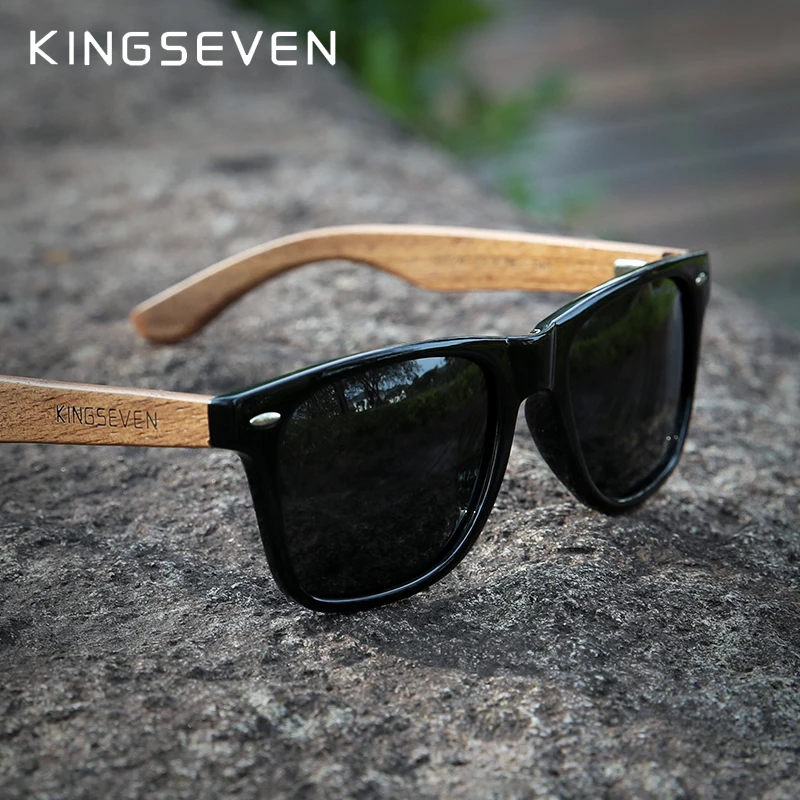 KINGSEVEN Wooden Polarized Sunglasses Men/Women UV400 Protection Glasses Natural Walnut Handmade Eyewear Fashion gafas de sol