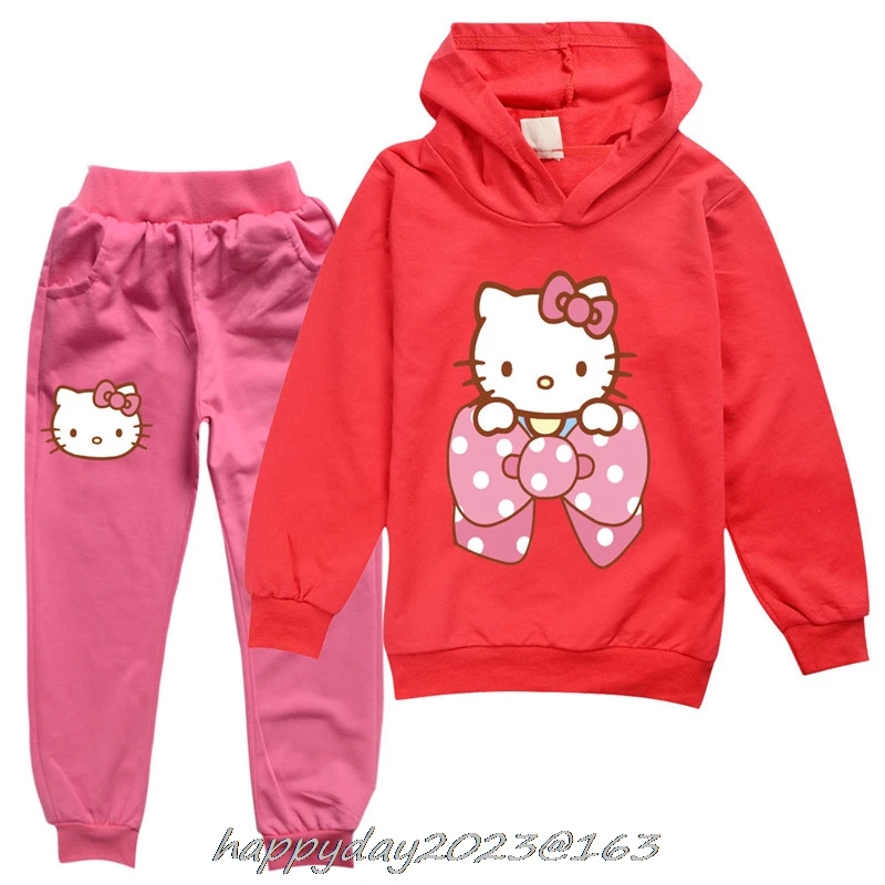 

Baby Girls Fashion Sport Suit Kids Cat Clothes Children's Sweater + Trousers two pieces Clothing Set Cotton Clothes