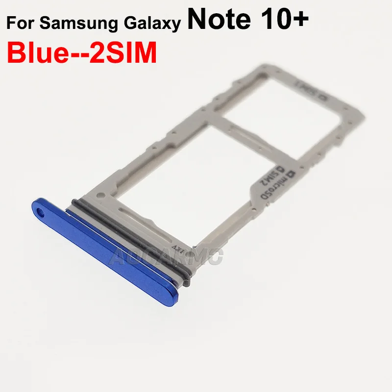 Aocarmo Single Dual SIM Card For Samsung Galaxy Note 10 Plus 10+ Metal Plastic MicroSD SimTray Slot Holder Replacement Parts