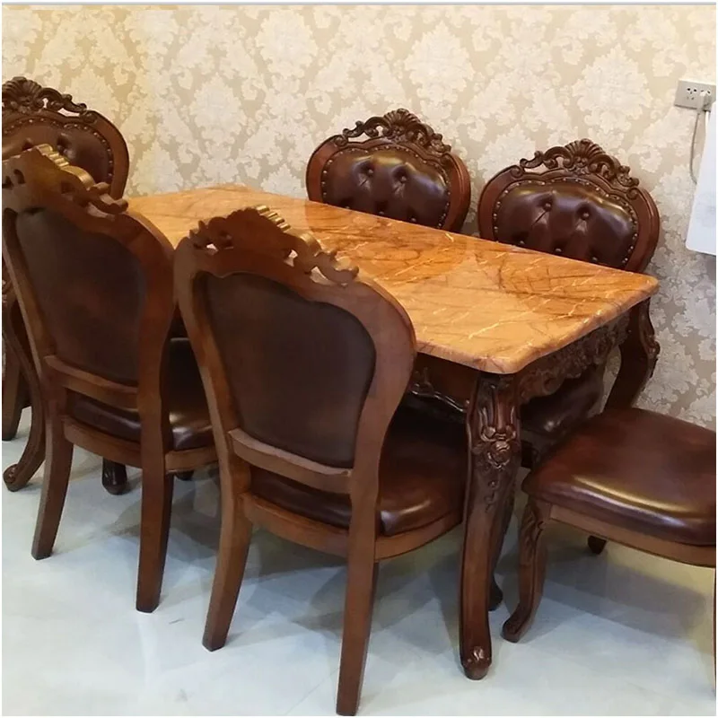 European-style dining table and chair combination long table and marble dining table square