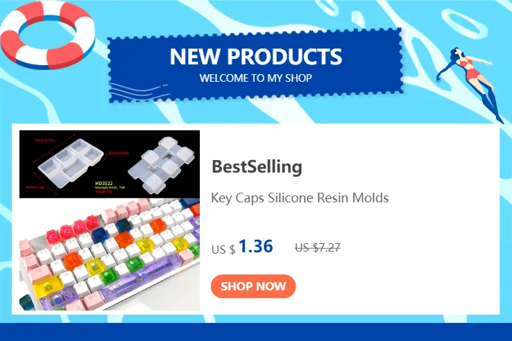 TC156 DIY Set Manual Mechanical Gaming Keyboard Key Caps Resin Clavier Silicon Molds Keycap Mold For Art Epoxy Handmade Crafts