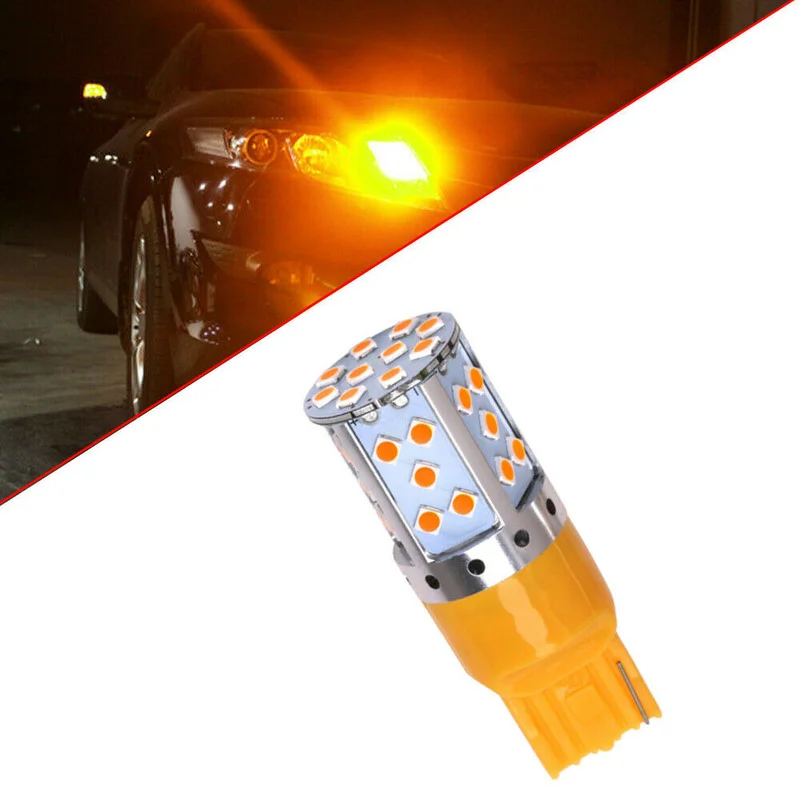 1pcs T20 7440 Amber Yellow Light LED Bulb 3030 35SMD Error Free Turn 360 Degree Signal Stop Light 35W Universal for Brake Lights