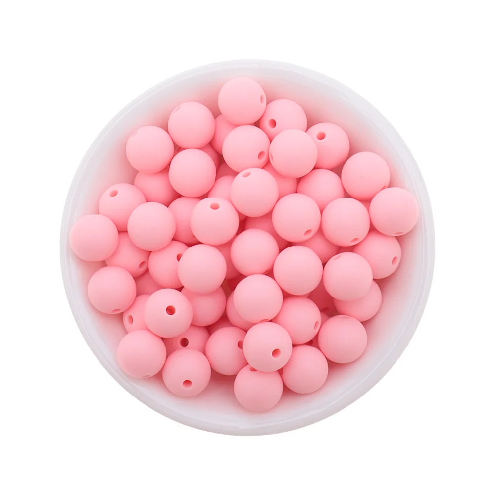 QHBC 500pcs Silicone 15mm Round Loose Beads Baby Teether Pacifier Chain Fitting Tooth Nursing Chewable Gift DIY BPA Free