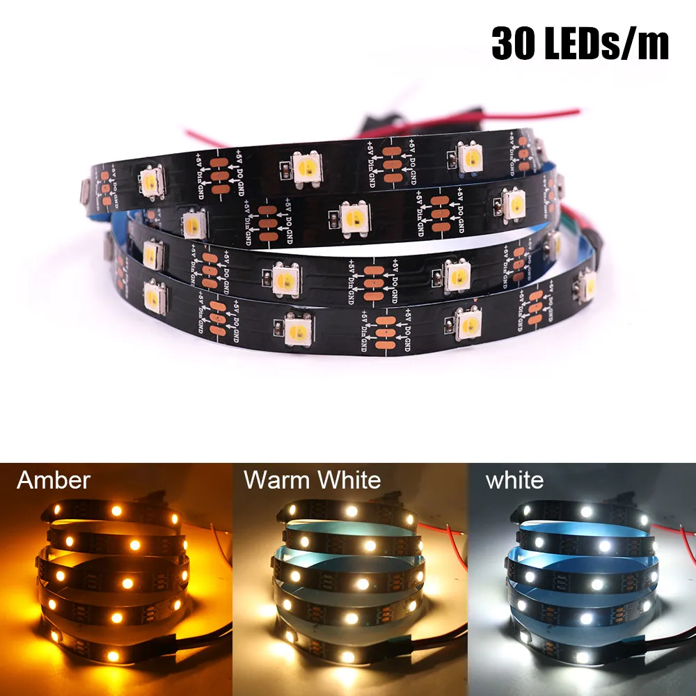 1m 2m 5m adresowalny DC5V jak WS2812B 5V SK6812 dioda Led RGBW pasek światła WWA 4 kolor w 1 Led wodoodporny 30/60/96/144 leds/m