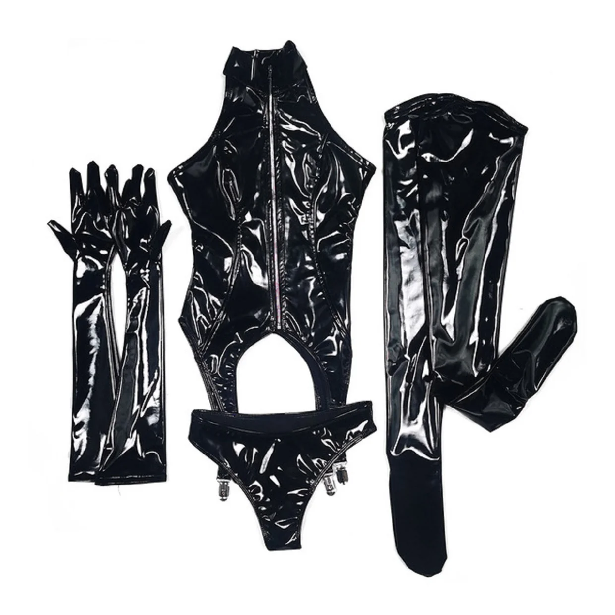 

4Pcs/Set Cosplay Maid Outfit Anime Costume PVC Catsuit Sexy Bodysuit Japanese Student Role-Play Sex Appeal Nightclub Pajamas