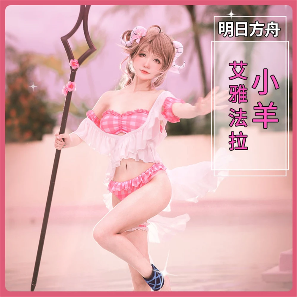 

AGCOS Arknights Eyjafjalla Summer Swimsuits Cosplay Costume Woman Lovely Sexy Bikini Costumes