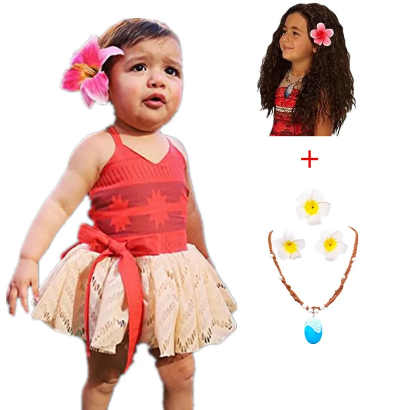 Princess Moana Cosplay Costume for kids Vaiana dress  Birthday Infant Backless Moana Dress 1-5 Years Kids Fancy Fairy Beachwear