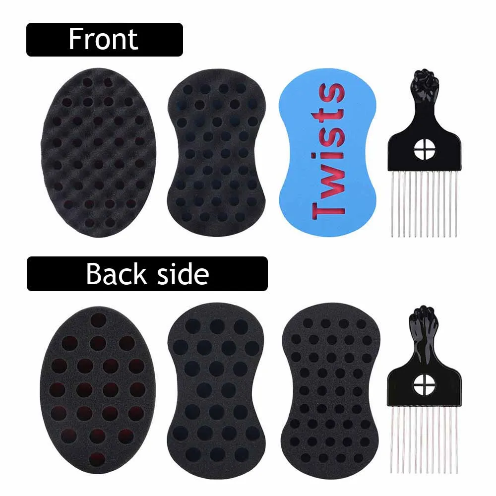 Hair Sponge Brush Magic Barber Twist Curl Sponge Dreads Locking Afro Coil Comb Tornado Care Tool(4PCS)