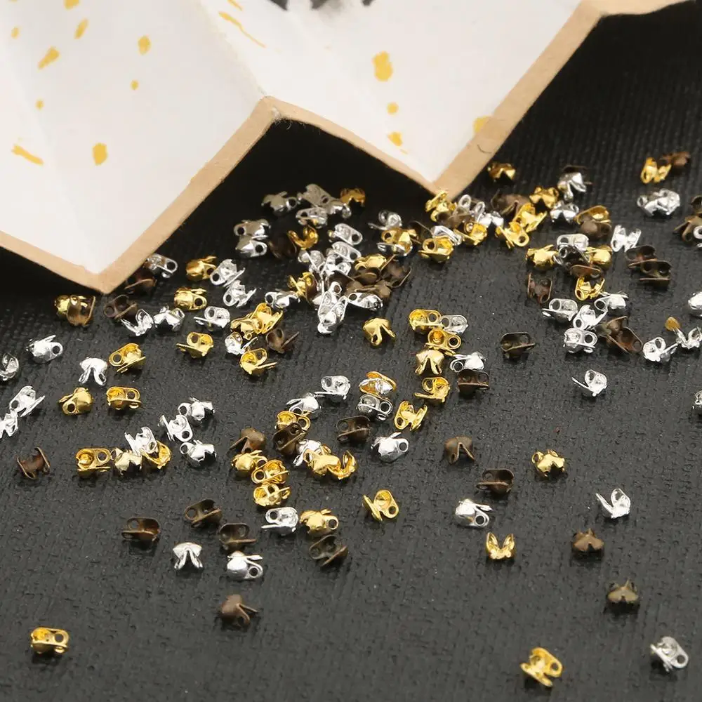 100pcs 2.5x4mm  Jewelry Finding Gold Silver Plated End Crimps Beads Ball Chain Connector Clasp Findings