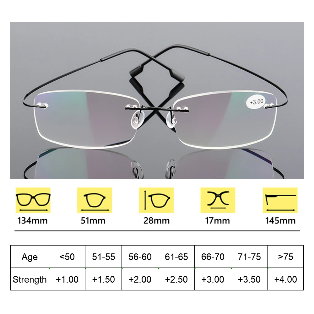 2022 Hot elastyczne Ultralight Rimless okulary do czytania pamięci tytanu okulary magnetyczne okulary Presbyopic siła + 1.0 ~ + 4.0 — zdjęcie 7