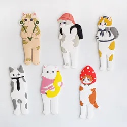 1pc Multifunctional Cute Cat Magnetic Hooks Removable Decorative Fridge Sticker Refrigerator Message Magnet Key Holder