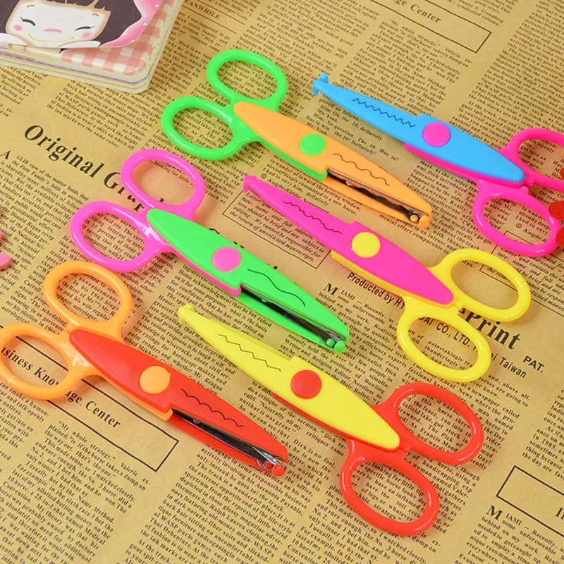 10Pcs Children Safety Scissors 6 Shaped Cutting Patterns Curved Edges Kid Sicssors Paper Scissors