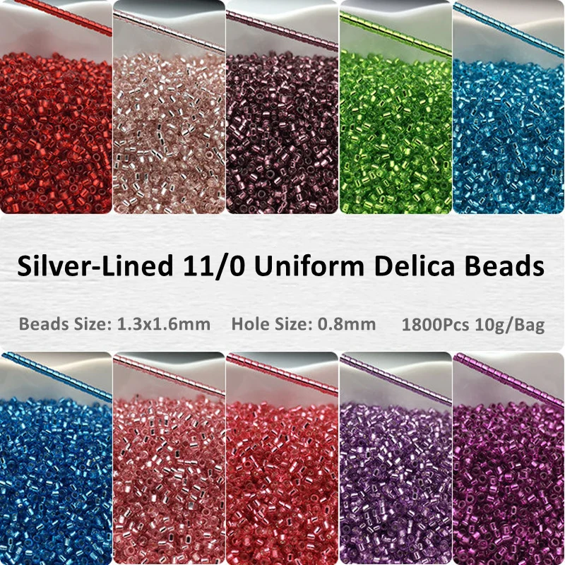 15/0 Miyuki Delica Glass Seedbead 1.3x1.6mm jednolita przekładka metaliczny kolor dla DIY biżuteria dekoracyjna 10g 1800 szt.