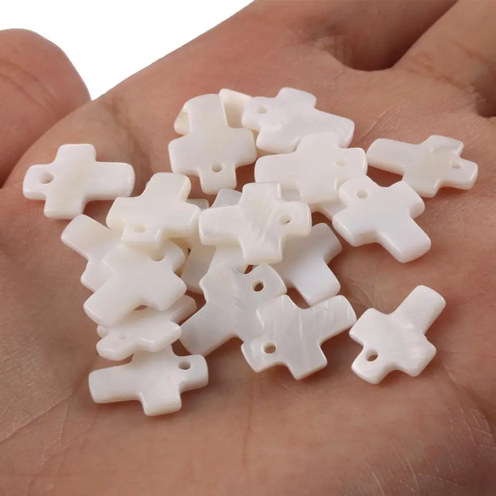 12x10x2 mm Natural Mother of Pearl White Cross Shapes Shell Beads Charms Bracelet Pendant For DIY Jewelry Making Accessories - Image 3
