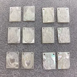 12*16mm Natural Mother of Pearl Shell Religious Figure Virgin Mary Jesus Guadalupe Pendants Charms For Jewelry Making