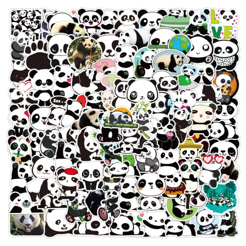 10/30/50/100pcs New Cute Panda Graffiti Waterproof Skateboard Travel Suitcase Phone Laptop Birthday Party Gift  Stickers Helmets