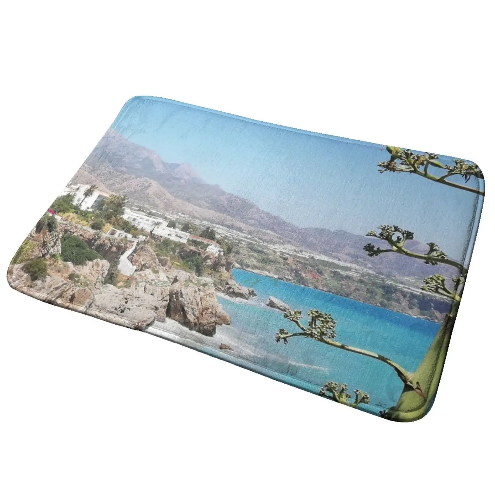 Spanish Seaside Photography , Nerja Entrance Door Mat Bath Mat Rug Italianstyle Tamburini Bevel Superleggera Panigale Monoposta