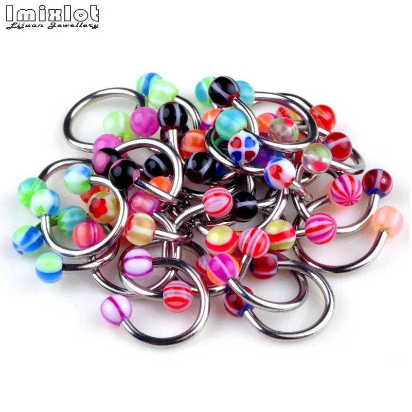 20pcs/lot Colorful Acrylic Nose Septum Hoop Lip Rings Circular Barbell Horseshoe Ear Tragus Helix Piercings Sexy Body Jewelry