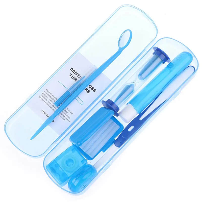 Orthodontic Dental Care Kit, Folding Toothbrush Set, Interdental Mirror, Brush with Carrying Case, Mouth Tools